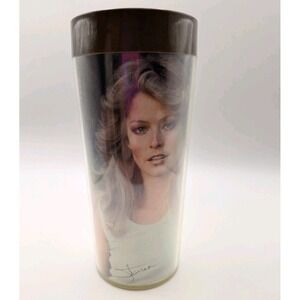 1977 CHARLIE'S ANGELS Thermo-Serv Tumbler Drink Glass Cup FARRAH FAWCETT